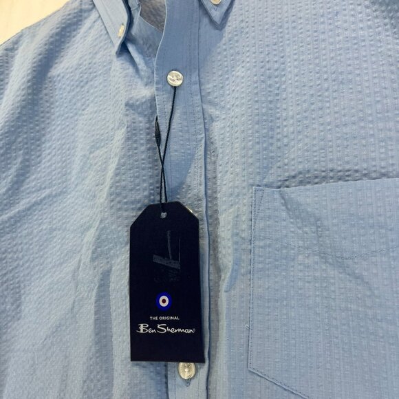 Ben Sherman NWT Mens Button Down Collar Shirt Medium Blue - Picture 2 of 9